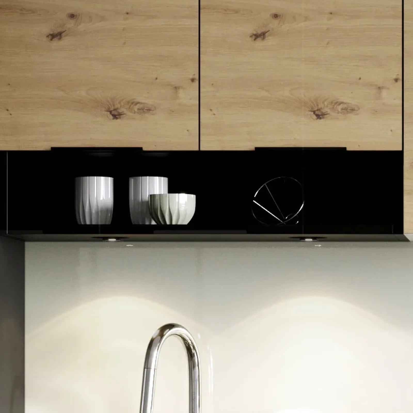 Garnero Arredamenti Cucine Complete|Cucine Complete-Cucina moderna componibile 240cm quercia nero Terry