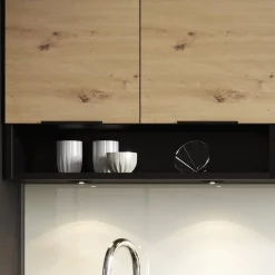 Garnero Arredamenti Cucine Complete|Cucine Complete-Cucina moderna componibile lineare 240cm quercia nero Terry 1