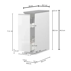 Garnero Arredamenti Scaffali E Dispense-Dispensa cucina bassa 30x85h cm scorrevole antracite grigio pietra Gourmet Antracite - Grigio pietra