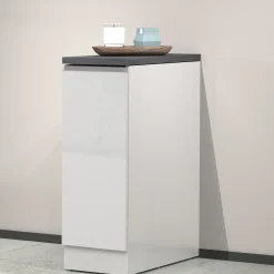 Garnero Arredamenti Scaffali E Dispense-Dispensa cucina bassa 30x85h cm scorrevole bianco grigio pietra Gourmet Bianco Lucido - Grigio pietra