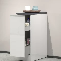 Garnero Arredamenti Scaffali E Dispense-Dispensa cucina bassa 30x85h cm scorrevole bianco grigio pietra Gourmet Bianco Lucido - Grigio pietra