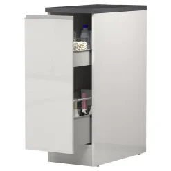Garnero Arredamenti Scaffali E Dispense-Dispensa cucina bassa 30x85h cm scorrevole bianco grigio pietra Gourmet Bianco Lucido - Grigio pietra