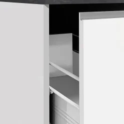 Garnero Arredamenti Scaffali E Dispense-Dispensa cucina bassa 30x85h cm scorrevole bianco grigio pietra Gourmet Bianco Lucido - Grigio pietra