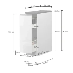 Garnero Arredamenti Scaffali E Dispense-Dispensa cucina bassa 30x85h cm scorrevole bianco grigio pietra Gourmet Bianco Lucido - Grigio pietra
