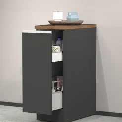 Garnero Arredamenti Scaffali E Dispense-Dispensa cucina bassa 30x85h cm scorrevole antracite rovere Gourmet Antracite - Rovere