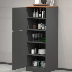 Garnero Arredamenti Scaffali E Dispense-Dispensa cucina 60x165h cm 4 ripiani antracite rovere Gourmet Antracite - Rovere