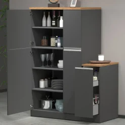 Garnero Arredamenti Scaffali E Dispense-Dispensa cucina 60x165h cm 4 ripiani antracite rovere Gourmet Antracite - Rovere