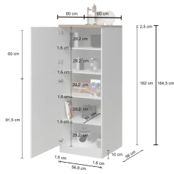 Garnero Arredamenti Scaffali E Dispense-Dispensa cucina 60x165h cm 4 ripiani antracite grigio pietra Gourmet Antracite - Grigio pietra