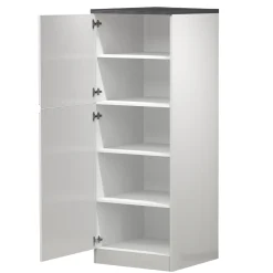 Garnero Arredamenti Scaffali E Dispense-Dispensa cucina 60x165h cm 4 ripiani bianco grigio pietra Gourmet Bianco Lucido - Grigio pietra
