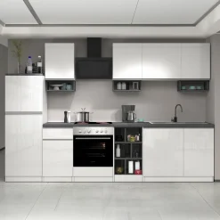 Garnero Arredamenti Scaffali E Dispense-Dispensa cucina 60x165h cm 4 ripiani bianco grigio pietra Gourmet Bianco Lucido - Grigio pietra