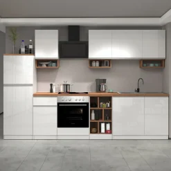 Garnero Arredamenti Scaffali E Dispense-Dispensa cucina 60x165h cm 4 ripiani bianco rovere Gourmet Bianco Lucido - Rovere