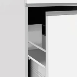 Garnero Arredamenti Scaffali E Dispense-Dispensa cucina 30x165h cm scorrevole bianco grigio pietra Gourmet Bianco Lucido - Grigio pietra