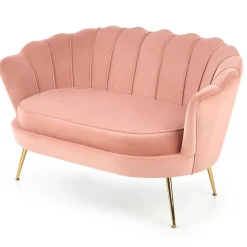 Garnero Arredamenti Divani Lineari-Divanetto 131x77cm 2 posti imbottito in velluto rosa antico gambe in oro Gabriella Tessuto Vellutino Rosa
