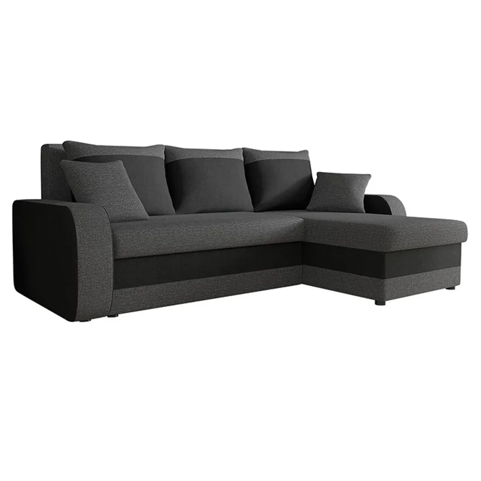 Garnero Arredamenti Divani Angolari|Divani Letto-Divano angolare letto 238x147cm 3 posti grigio scuro nero Flow Tessuto 100% polipropilene Grigio