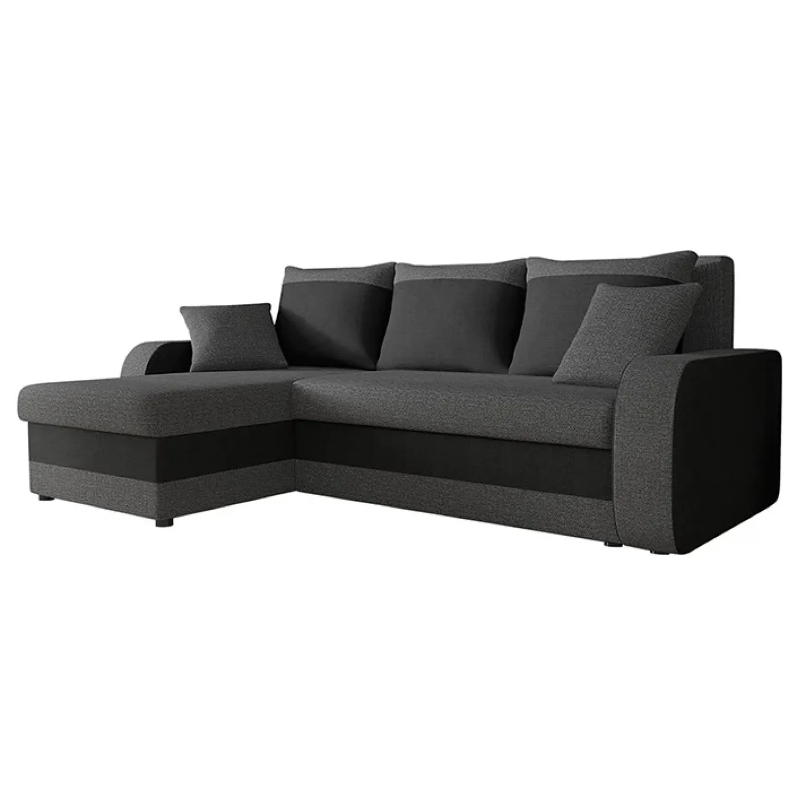 Garnero Arredamenti Divani Angolari|Divani Letto-Divano angolare letto 238x147cm 3 posti grigio scuro nero Flow Tessuto 100% polipropilene Grigio