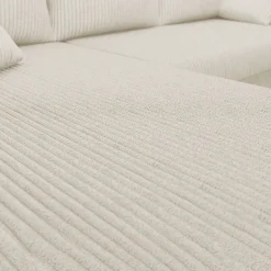 Garnero Arredamenti Divani Angolari|Divani Letto-Divano angolare letto 238x147cm 3 posti velluto a coste beige Flow Velluto Poso Beige