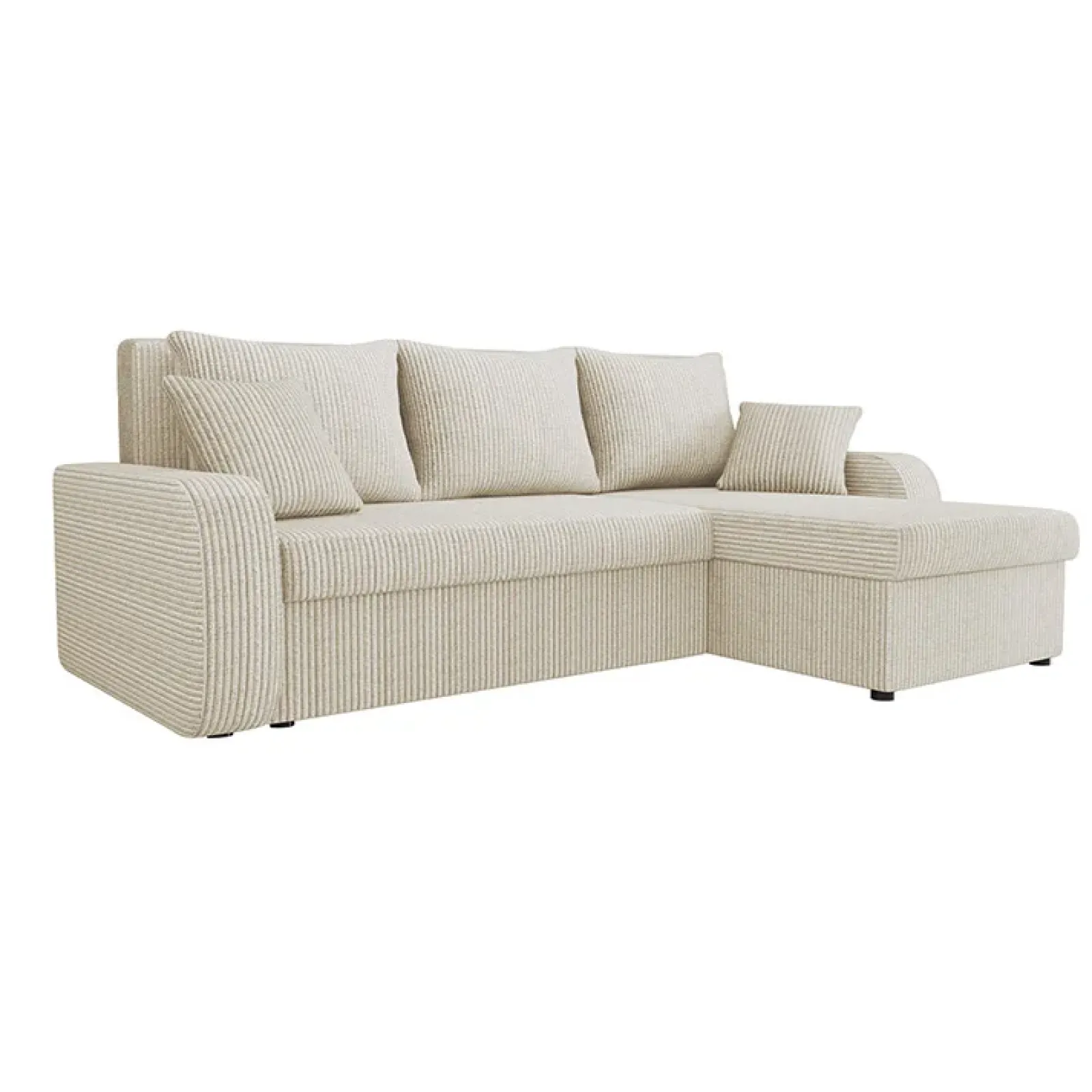 Garnero Arredamenti Divani Angolari|Divani Letto-Divano angolare letto 238x147cm 3 posti velluto a coste beige Flow Velluto Poso Beige