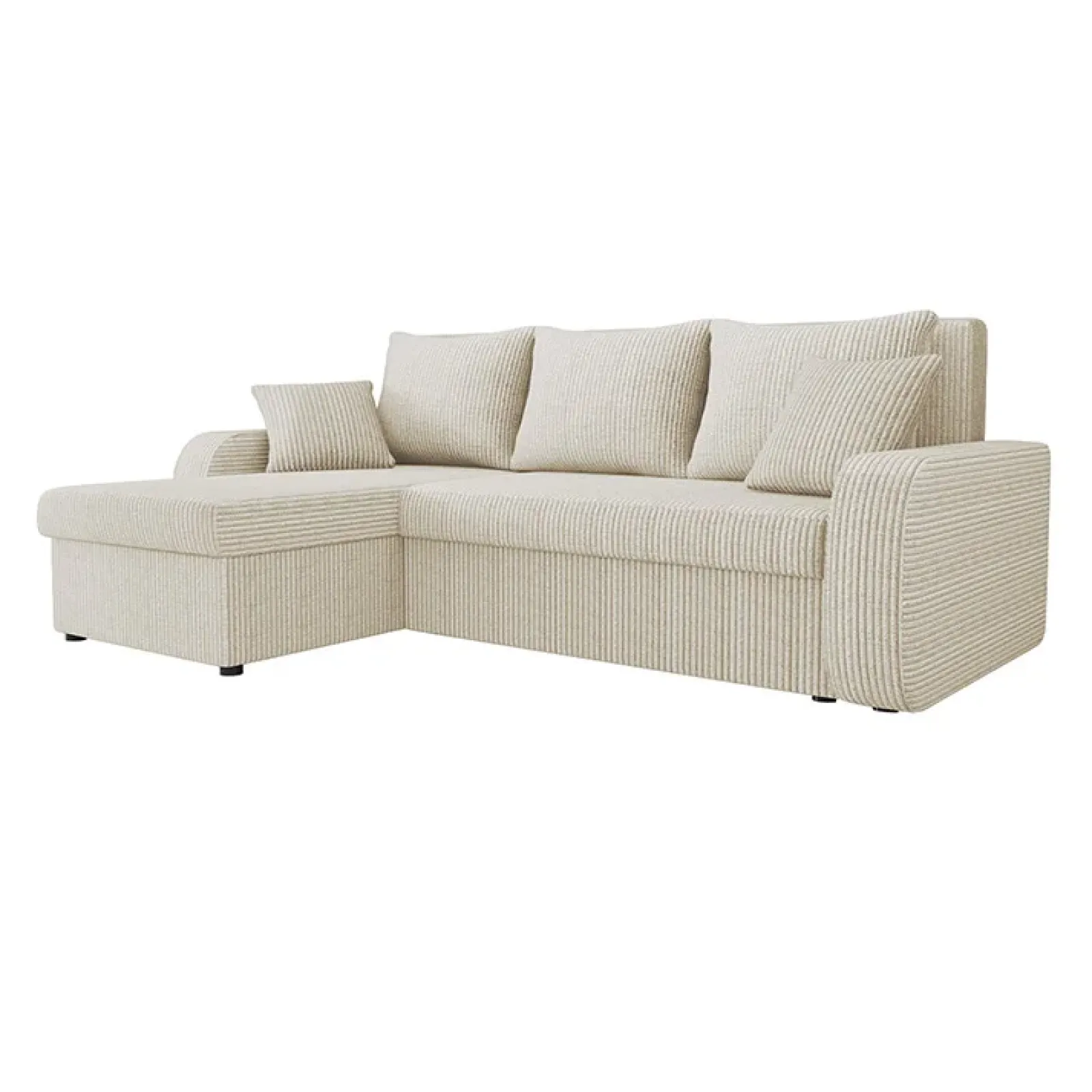 Garnero Arredamenti Divani Angolari|Divani Letto-Divano angolare letto 238x147cm 3 posti velluto a coste beige Flow Velluto Poso Beige