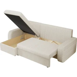 Garnero Arredamenti Divani Angolari|Divani Letto-Divano angolare letto 238x147cm 3 posti velluto a coste beige Flow Velluto Poso Beige