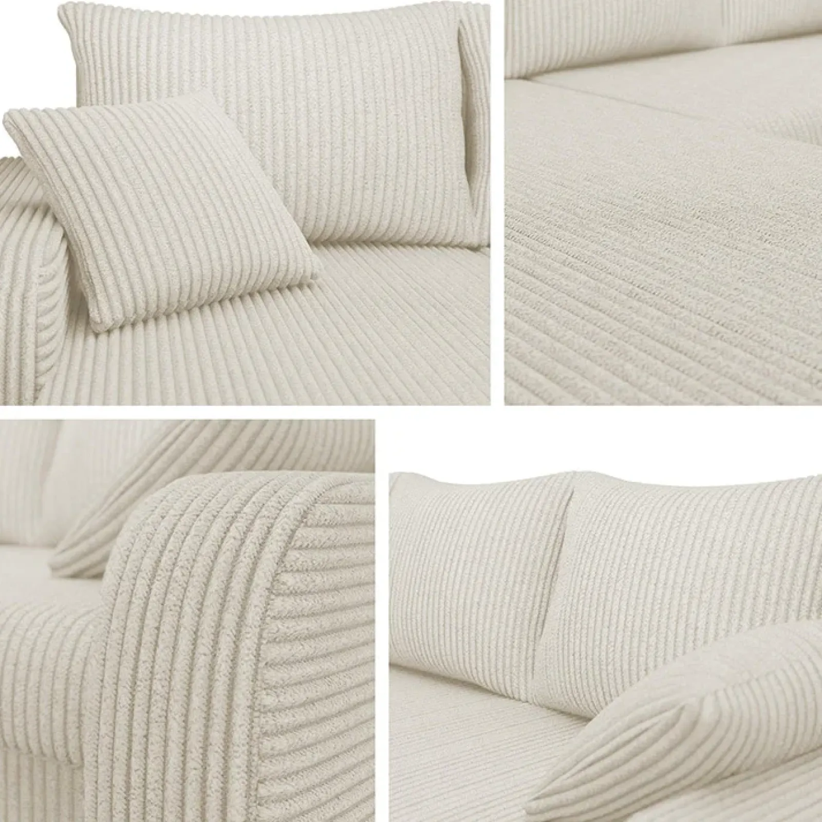 Garnero Arredamenti Divani Angolari|Divani Letto-Divano angolare letto 238x147cm 3 posti velluto a coste beige Flow Velluto Poso Beige