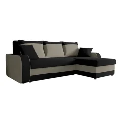 Garnero Arredamenti Divani Angolari|Divani Letto-Divano angolare letto 238x147cm 3 posti grigio nero Flow Microfibra Nero Grigio