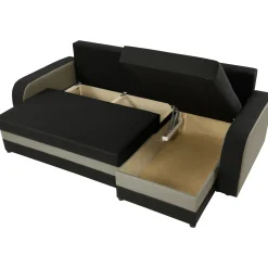 Garnero Arredamenti Divani Angolari|Divani Letto-Divano angolare letto 238x147cm 3 posti grigio nero Flow Microfibra Nero Grigio