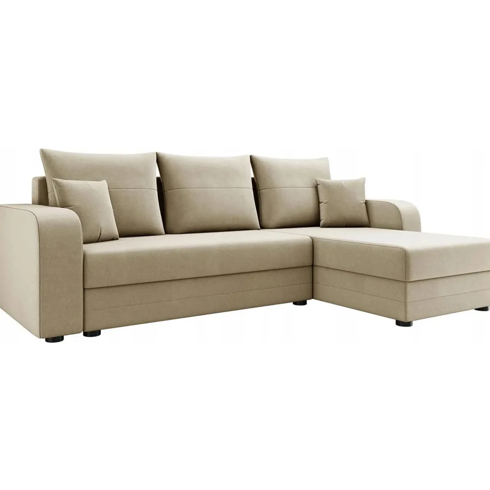 Garnero Arredamenti Divani Angolari|Divani Letto-Divano angolare letto 237x139cm 3 posti matrimoniale angolare beige Flow Tessuto Vellutato Manila Beige