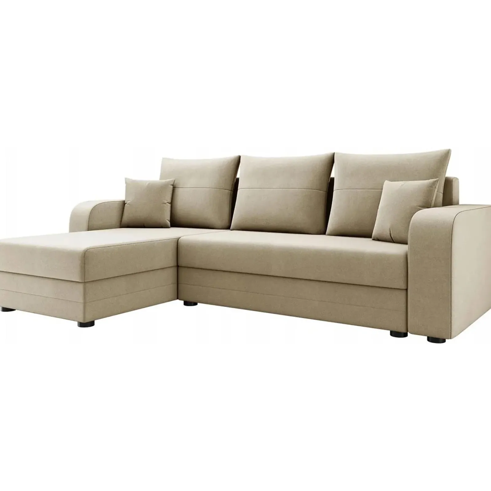 Garnero Arredamenti Divani Angolari|Divani Letto-Divano angolare letto 237x139cm 3 posti matrimoniale angolare beige Flow Tessuto Vellutato Manila Beige