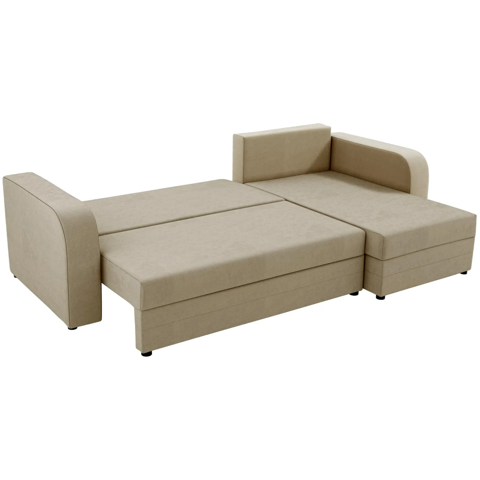 Garnero Arredamenti Divani Angolari|Divani Letto-Divano angolare letto 237x139cm 3 posti matrimoniale angolare beige Flow Tessuto Vellutato Manila Beige