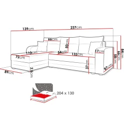 Garnero Arredamenti Divani Angolari|Divani Letto-Divano angolare letto 237x139cm 3 posti matrimoniale angolare beige Flow Tessuto Vellutato Manila Beige