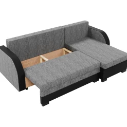Garnero Arredamenti Divani Angolari|Divani Letto-Divano angolare letto 230x140cm 3 posti grigio chiaro nero Metz