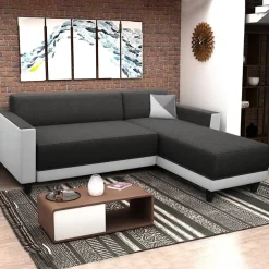 Garnero Arredamenti Divani Angolari-Divano angolare reversibile 3 posti 197cm bianco antracite Sullivan