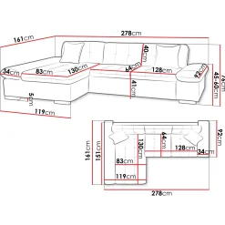 Garnero Arredamenti Divani Angolari|Divani Letto-Divano con angolo a sinistra 4 posti 278x161cm grigio Artemio