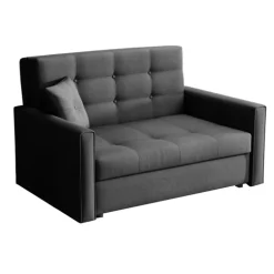 Garnero Arredamenti Divani Letto|Divani Letto-Divano letto 2 posti 133cm imbottito in tessuto antracite Isidore Tessuto Trama Fine Tatum Grigio Scuro