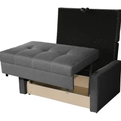 Garnero Arredamenti Divani Letto|Divani Letto-Divano letto 2 posti 133cm imbottito in tessuto antracite Isidore Tessuto Trama Fine Tatum Grigio Scuro