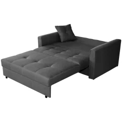 Garnero Arredamenti Divani Letto|Divani Letto-Divano letto 2 posti 133cm imbottito in tessuto antracite Isidore Tessuto Trama Fine Tatum Grigio Scuro