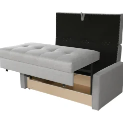 Garnero Arredamenti Divani Lineari|Divani Letto-Divano letto 2 posti 133cm imbottito in tessuto grigio Isidore Tessuto Trama Fine Tatum Grigio Chiaro