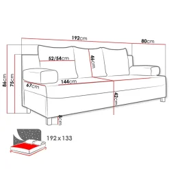 Garnero Arredamenti Divani Lineari|Divani Letto-Divano letto 3 posti 192cm pieghevole matrimoniale grigio beige Titus Tessuto Vellutato Alova Grigio Beige Scuro