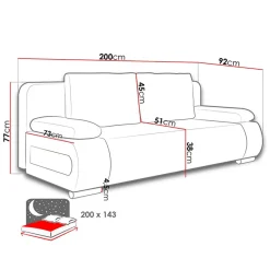 Garnero Arredamenti Divani Lineari|Divani Letto-Divano letto 3 posti imbottito 200cm nero grigio scuro Barney