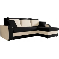 Garnero Arredamenti Divani Angolari|Divani Letto-Divano letto 3 posti moderno 238cm nero écru Flow Microfibra Nero Beige
