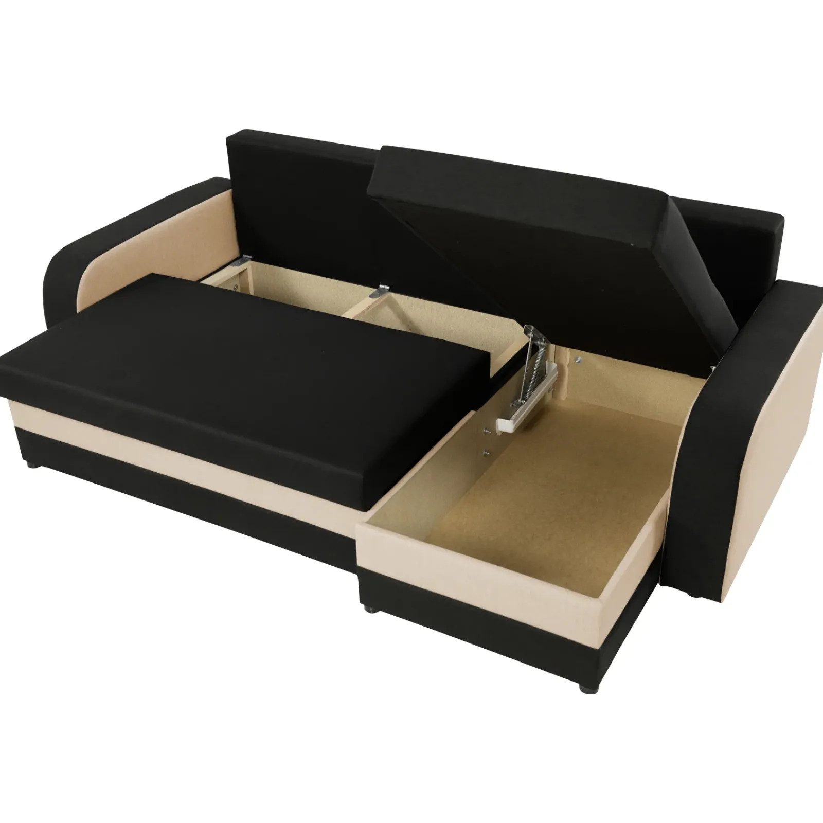Garnero Arredamenti Divani Angolari|Divani Letto-Divano letto 3 posti moderno 238cm nero écru Flow Microfibra Nero Beige