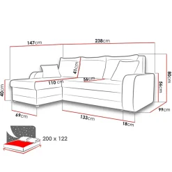Garnero Arredamenti Divani Angolari|Divani Letto-Divano letto 3 posti moderno 238cm nero écru Flow Microfibra Nero Beige