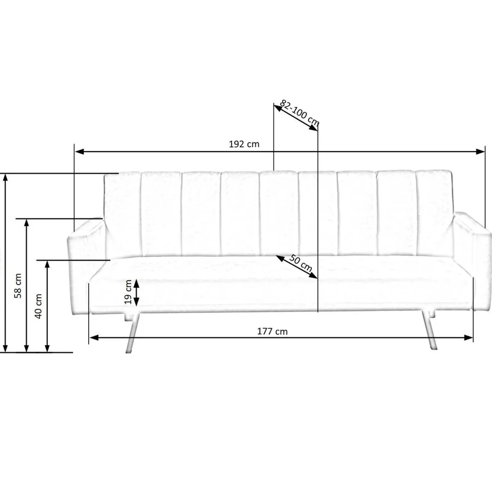 Garnero Arredamenti Divani Letto|Divani Letto-Divano letto 3 posti 192x82 cm velluto Nespolo Grigio scuro