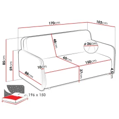 Garnero Arredamenti Divani Lineari|Divani Letto-Divano letto 3 posti 170x103 cm con contenitore e cuscino tessuto velo panna Reposa Tessuto Velo Bianco