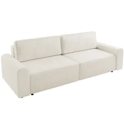 Garnero Arredamenti Divani Lineari|Divani Letto-Divano letto 3 posti 240x95 cm con box contenitore a trama sottile beige Olivon