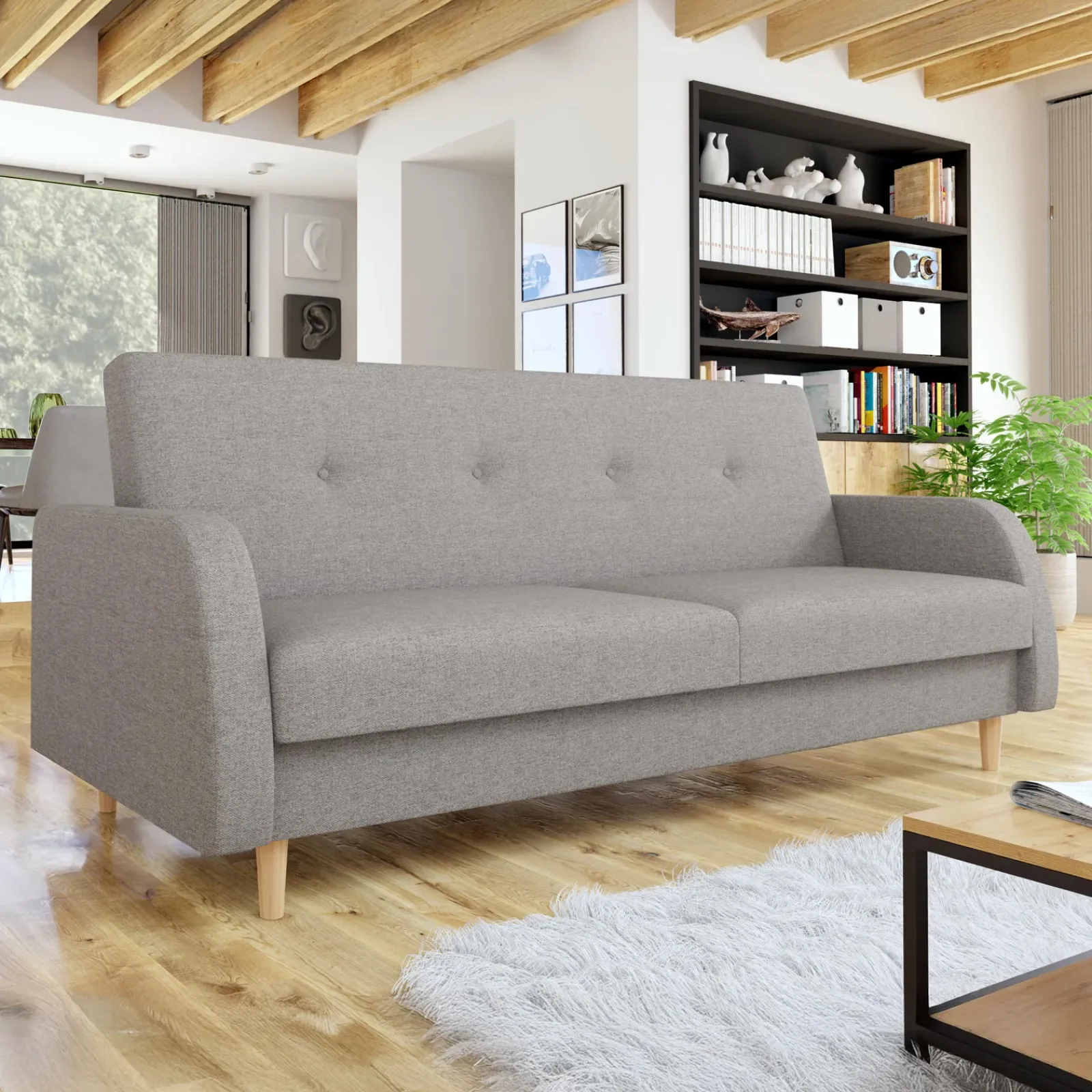 Garnero Arredamenti Divani Letto|Divani Letto-Divano letto 2 posti 216x87cm con box contenitore grigio Nebbia