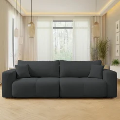 Garnero Arredamenti Divani Lineari|Divani Letto-Divano letto 3 posti 248x90cm con contenitore in Floty Tessuto Velo Nero