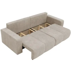 Garnero Arredamenti Divani Lineari|Divani Letto-Divano letto 3 posti 248x90cm con contenitore in Floty Tessuto Velo Beige
