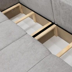 Garnero Arredamenti Divani Lineari|Divani Letto-Divano letto 3 posti 248x90cm con contenitore in Floty Tessuto Velo Grigio Chiaro