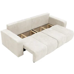 Garnero Arredamenti Divani Lineari|Divani Letto-Divano letto 3 posti 248x90cm con contenitore in Floty Tessuto Velo Bianco